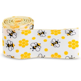 Dárková stuha s motivem včel a pláství 64 mm