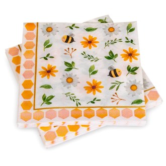 Papírové ubrousky „Včely a květiny“ - 20 ks
