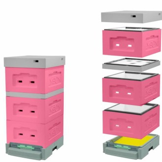 Polystyrenový úl 39 x 24 lakovaný, varroadno - typ II - růžová